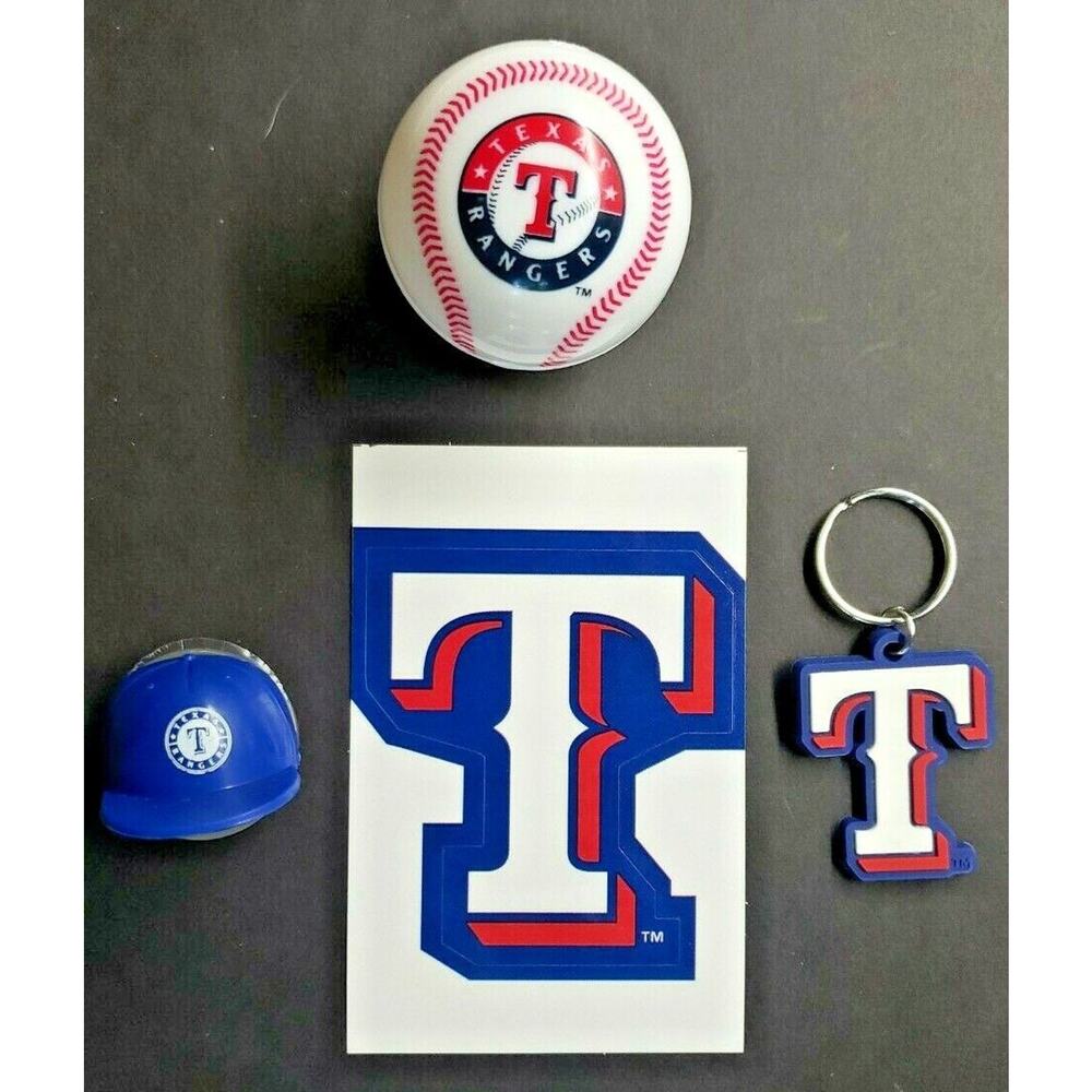 Texas Rangers Baseball Vending Charms Lot of 4 Ball, Helmet, Key Chain 295